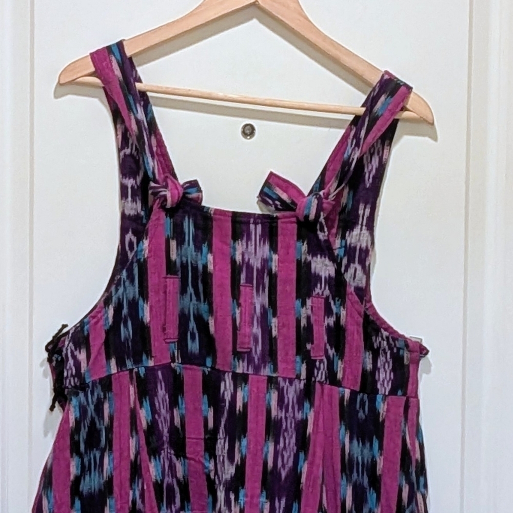NWOT Beckwoman L 100% Guatemalan Cotton Pink and Turquoise Overalls - Picture 7 of 9